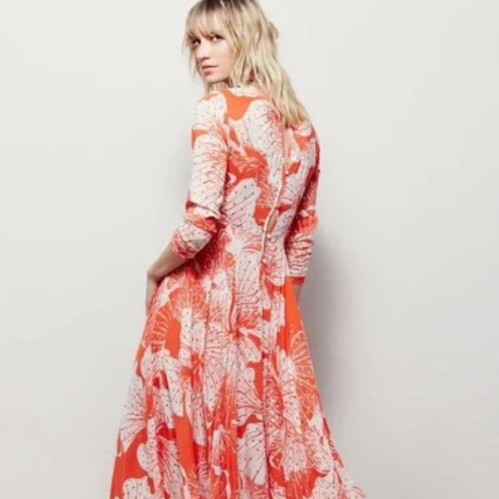 NWT Free people orange long sleeve maxi